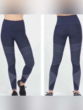 Women’s SPANX Look at Me Now Seamless Moto Leggings Indigo Navy Blue Size Medium